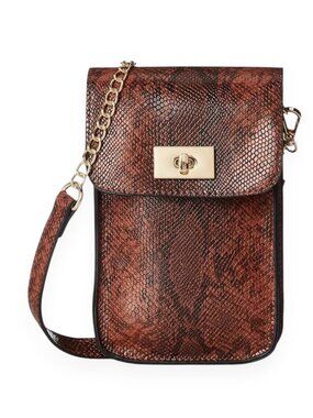 NWT Mellow World Red Vegan Snakeskin Crossbody Purse with Touchscreen Window